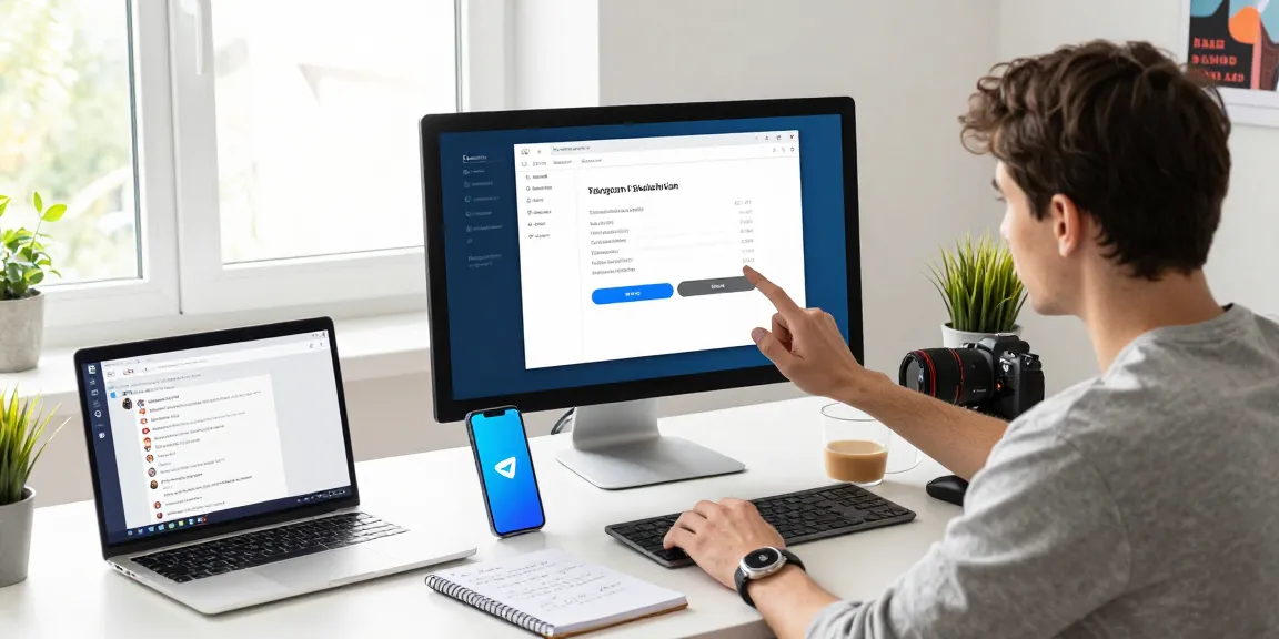 Setting up the Telegram Chinese Version on a dual-monitor workstation, showcasing a user-friendly tech workspace.