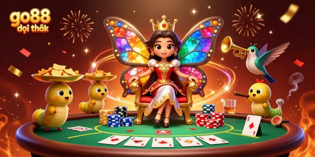 Engage with go88 đổi thưởng in this vibrant 3D casino scene featuring enchanting characters and dynamic game elements.