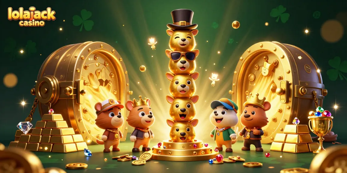 Experience the excitement of lolajack casino with gold treasures and vibrant characters in a dynamic scene.