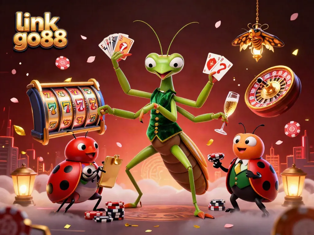 Experience thrilling gameplay with link go88 at this vibrant online casino illustration featuring a dynamic casino scene.