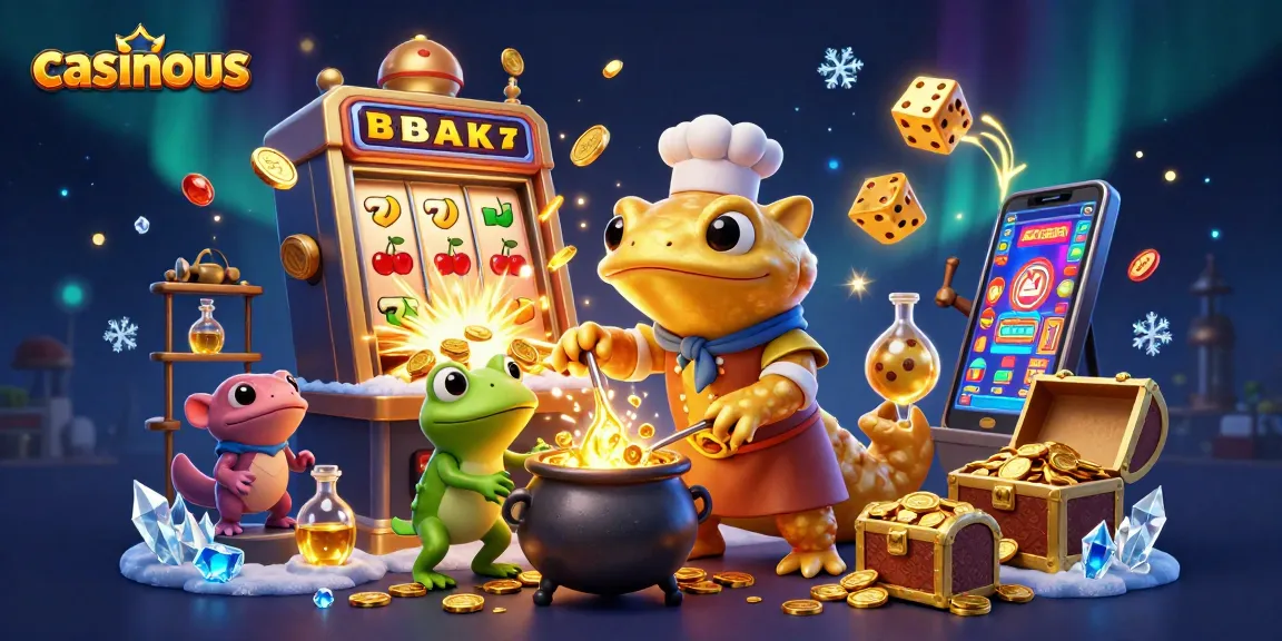 Experience the magic of casinous with the giant salamander alchemist in a vibrant casino scene.