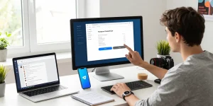 Setting up the Telegram Chinese Version on a dual-monitor workstation, showcasing a user-friendly tech workspace.